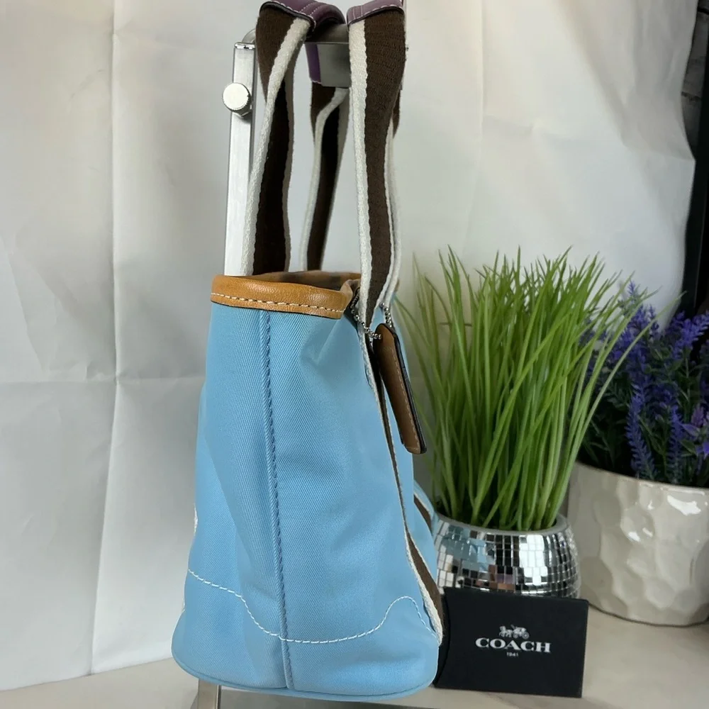 Coach 6260 Y2K Daisy Hampton Mini Blue Tote with Purple and‎ Brown Accents - Picture 9 of 16